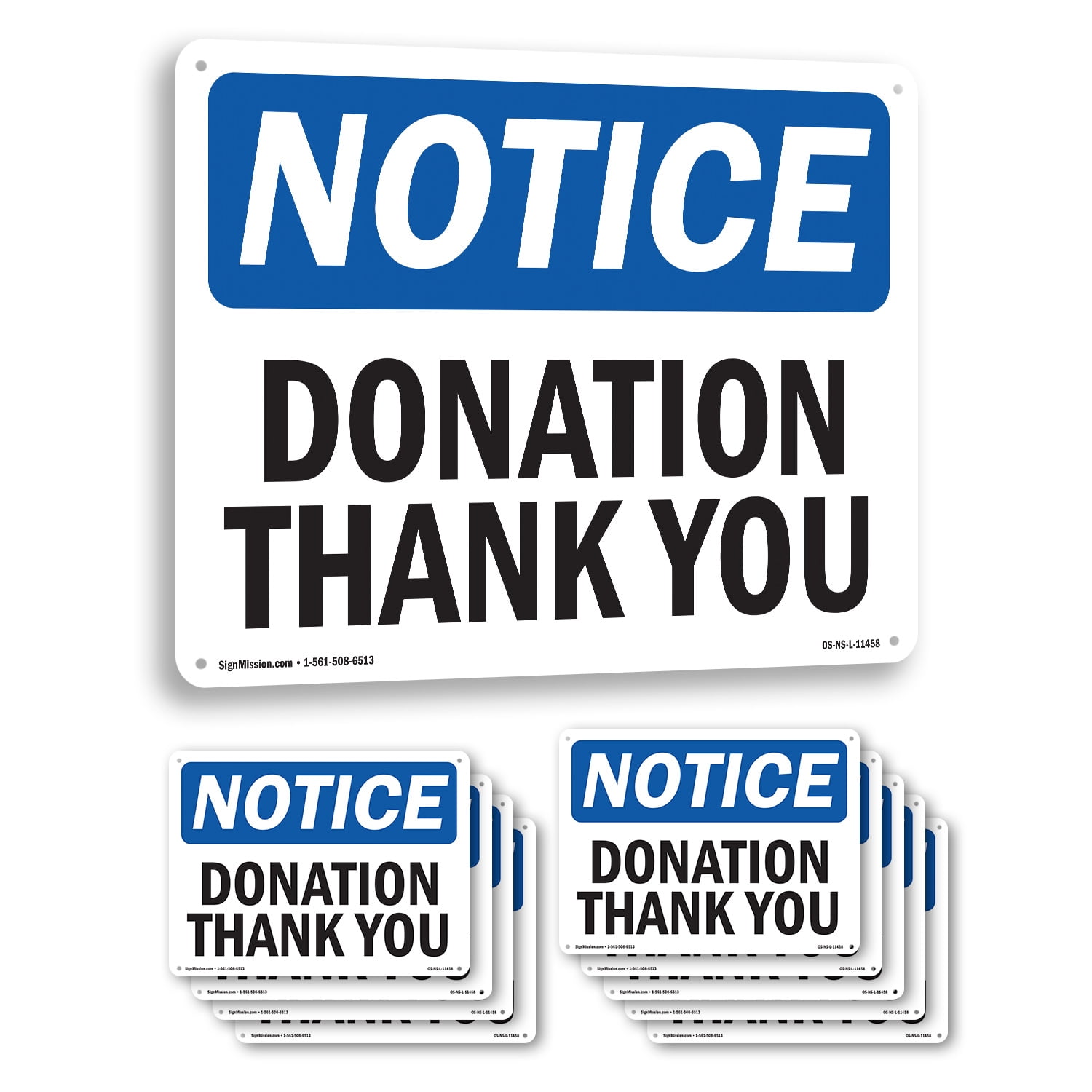 Donation Thank You OSHA Notice Aluminum Sign 24 Inch x 18 Inch - 10 ...