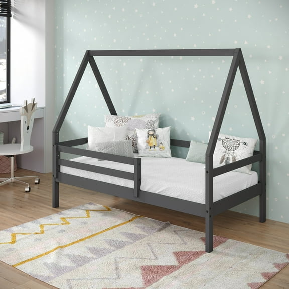 Donco Kids A-Frame Modern Twin House Bed - Twin, Dark Grey