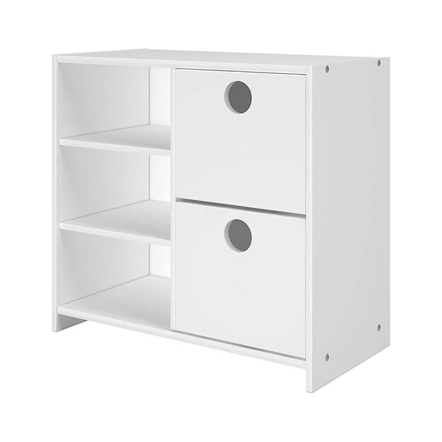 Circles Low Loft 2 Drawer Shelf With Shelves White