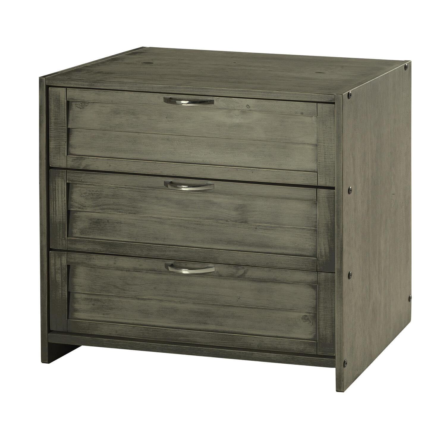 Antique Gray Farmhouse 3-Drawer Chest with Extra Deep Drawer
