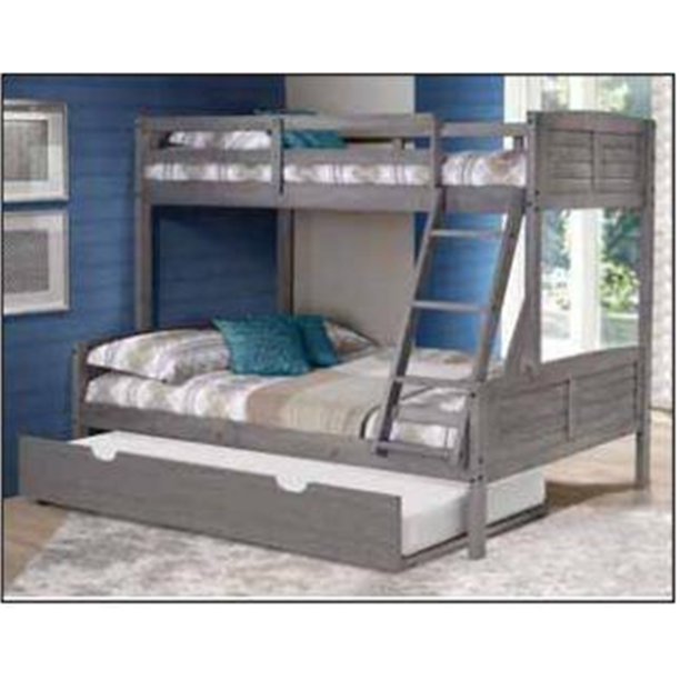 Donco Kids Louver Bunk BedColorAntique Grey,SizeTwin/Full,StyleW/TWIN TRUNDLE BED