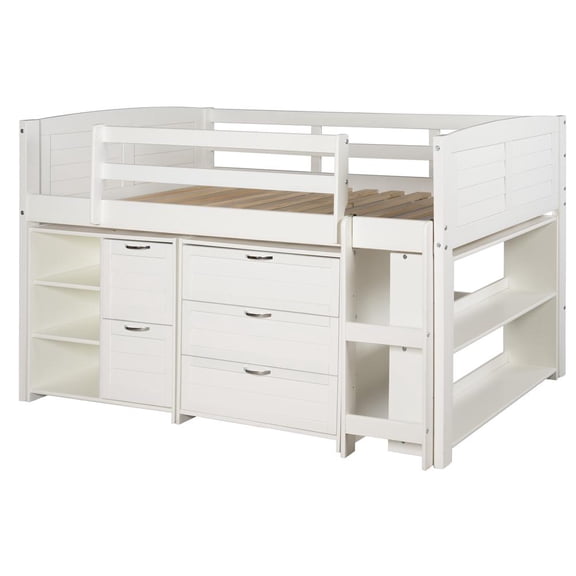 Donco Kids Louver Twin Size Modular Loft Bed, While