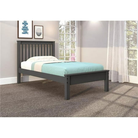 Donco Kids Pine Wood Platform Bed, Twin, Dark Grey