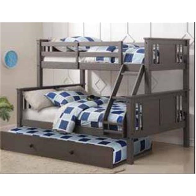 Donco Kids Princeton Bunk BedColorSlate Grey,SizeTwin/Full,StyleW/TWIN TRUNDLE BED