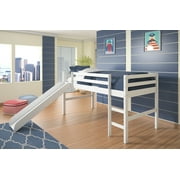 Donco Kids Twin Loft Tent Bed with Slide - White