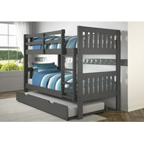 Donco Kids Twin over Twin Mission Bunk Bed with Pullout Twin Trundle, Dark Grey
