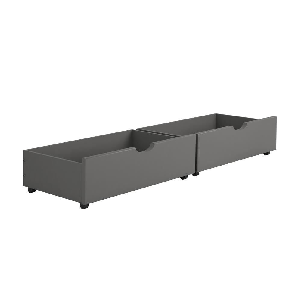 Dark Grey Pine Wood Dual Underbed Storage Drawers