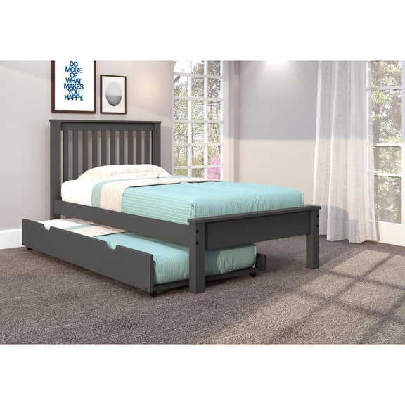 Donco Kids Contempo Mission Twin Dark Grey Bed with Twin Size Trundle