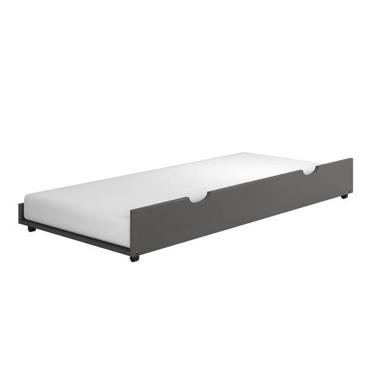 Dark Gray Pine Twin Trundle Bed with Casters