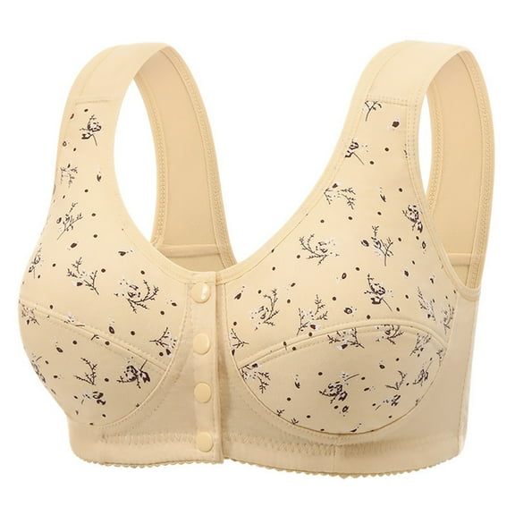 DondPO Anti Sagging Bras for Older Women Push Up Bras for Women Plus Size Bras for Women Front Closure Bras for Women No Underwire No Wire Bras for Women Wireless Bras with Support and Lift Beige L