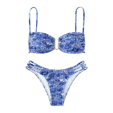 DondPO Bathing Suit for Women Tankini Swimsuits Women's Floral Fashion Swimwear Bikini Sexy Triangular Split Swimsuit Bikini Two Piece Swimsuit for Women Tummy Control Swimsuits Blue L