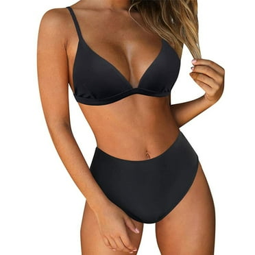 DondPO Bikini Sets for Women Bathing Suit Push Padded Bandeau Beachwear Swimwear Women Swimwear Set Up Bikini Swimsuit Swimwears Tankinis Set Two Piece Swimsuit for Women Micro Bikini Black L