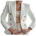 thumbnail image 1 of DondPO Blazers for Women Business Jacket Lady Elegant Button Women Solid Coat Outwear Suit Work Women's Coat Blazers for Women Business Casual Work Office Suit Jackets White M, 1 of 7