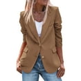 thumbnail image 1 of DondPO Blazers for Women Women's 2024 Fall Business Casual Long Sleeve Notch Lapel Trendy Work Jackets Outerwear Blazers for Women Business Casual Work Office Suit Jackets Brown M, 1 of 9