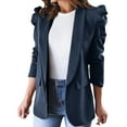 thumbnail image 1 of DondPO Blazers for Women Womens Casual Puff Sleeve Front Bussiness Jackets Work Suit wirh Pockets Womens Blazers Dressy Casual Casual Blazer for Women Blue 2XL, 1 of 7