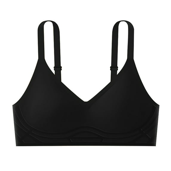 DondPO Bras for Women Bras for Women Padded No Underwire Scalloped Bras Soft Wireless Comfort Bralettes Full Coverage Everyday Bra Wireless Bra Seamless Bras Black XL
