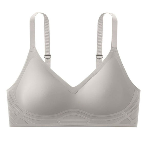 DondPO Bras for Women Bras for Women Padded No Underwire Scalloped Bras Soft Wireless Comfort Bralettes Full Coverage Everyday Bra Wireless Bra Seamless Bras Gray L