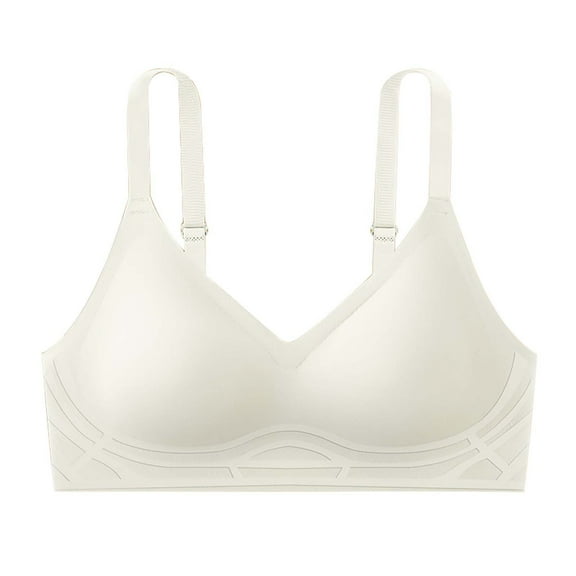 DondPO Bras for Women Bras for Women Padded No Underwire Scalloped Bras Soft Wireless Comfort Bralettes Full Coverage Everyday Bra Wireless Bra Seamless Bras White S