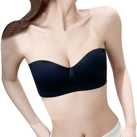 DondPO Bras for Women Strapless Bras for Women Big Bust Bra for Breast Strapless Carpet Supportive Underwire Wireless Bra Seamless Bras Black XL