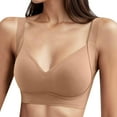 thumbnail image 1 of DondPO Bras for Women Women Wirefree Bras for Women Full Coverage No Underwire Everyday Bras Comfortable Wireless Padded Bras Wireless Bra Seamless Bras Brown M, 1 of 8