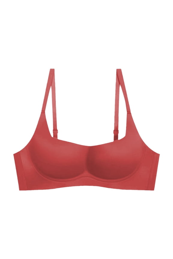 Bras for Women Women's Thin Small Breasts Gather and Support To Sagging Soft Support No Breast Holding Bra Wireless Bra Seamless Bras Red M