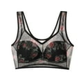 thumbnail image 1 of DondPO Bras for Women,Women's Thin Vest Upper Side Breasts Beautiful Back Large Size Bra Printed Mesh No Ring Bra,Push Up Bra,Plus Size Bras for Women Clearance！ Black M Clearance！, 1 of 3