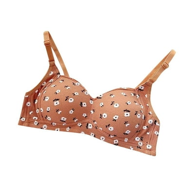 DondPO Bras for Women Women's Up Bra without Underwire To Breast Sagging Print and Comfortable Fabric Wireless Bra Seamless Bras Brown 32 Clearance！