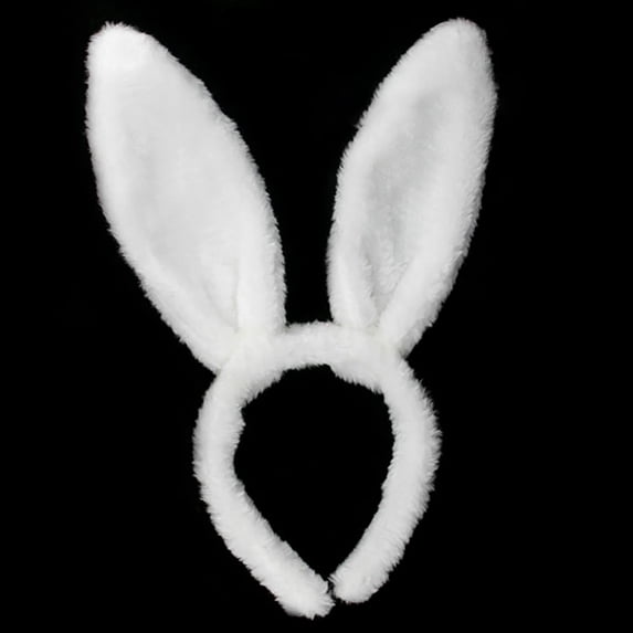 DondPO Bunny Ears Headband Plush Rabbit Ear Headband Easter Gifts Basket Party Favor for Women Girls Boys for Party White
