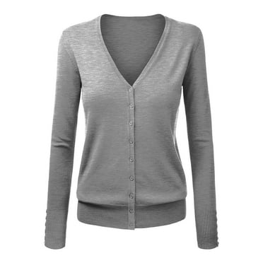 DondPO Cardigan Sweaters for Women Women's V Neck Cardigan Sweater Plus Jacket Solid Color Knitted Sweater Sweaters for Women Womens Cardigans Sweaters Gray S Clearance！