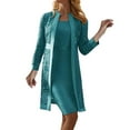 thumbnail image 1 of DondPO Casual Jackets for Women Women's 2023 New Lace Cardigan Solid Color Dress Jacket Two Set Womens Fall Jacket Hooded Cardigan for Women Blue 4XL Clearance！, 1 of 2