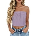 thumbnail image 1 of DondPO Cotton Tube Tops For Women Strapless Tops For Women Strapless Tops For Women Plus Size Women'sStrapless Bandeau Tank Top Women Strapless Eyelet Embroidery Tube Tops Purple L, 1 of 5