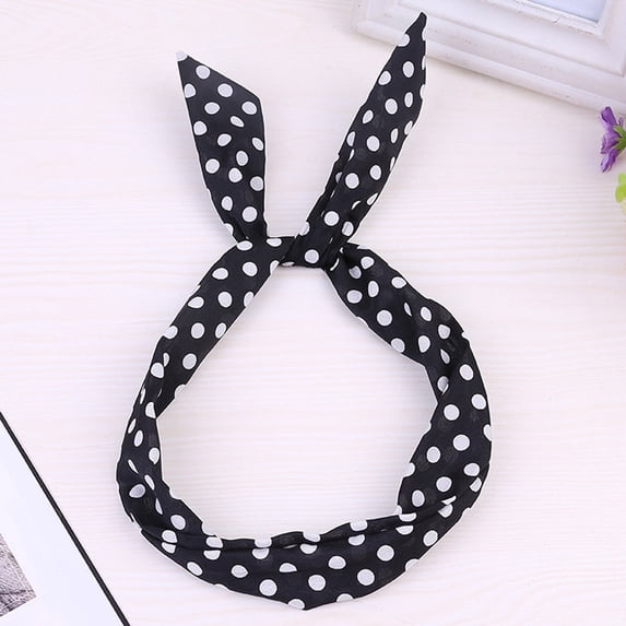 DondPO Dot Bow Headbands for Women Girls Bunny Ears Knotted Hairband Red Bow Polka Dot Headbands for Women Fashion Vintage Girls Hair Accessories Black