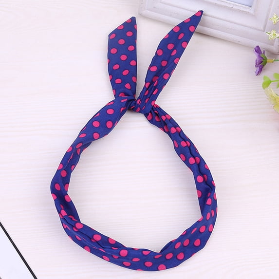 DondPO Dot Bow Headbands for Women Girls Bunny Ears Knotted Hairband Red Bow Polka Dot Headbands for Women Fashion Vintage Girls Hair Accessories Blue