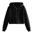 thumbnail image 1 of DondPO Essentials Hoodie Hoodies for Women Women Casual Solid Long Sleeve Zipper Hooded Sweatshirt Tops Zip Up Hoodie Women Sweatshirt for Women Black M, 1 of 7