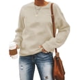 thumbnail image 1 of DondPO Essentials Hoodie Hoodies for Women Women's Autumn And Winter Fashion Solid Round Neck Loose Pullover Long Sleeve Sweater Long Sleeve Shirts Sweatshirt for Women Beige XXL, 1 of 3