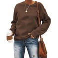 thumbnail image 1 of DondPO Essentials Hoodie Hoodies for Women Women's Autumn And Winter Fashion Solid Round Neck Loose Pullover Long Sleeve Sweater Long Sleeve Shirts Sweatshirt for Women Coffee XXL, 1 of 4