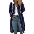 thumbnail image 1 of DondPO Fake Fur Coat Fashionable Women's Long Sleeve Solid Pocket Cardigan Button Top Sweater Knit Hooded Coat Fur Jackets for Women Fuzzy Jacket Blue 4XL Clearance！, 1 of 9