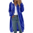 thumbnail image 1 of DondPO Fake Fur Coat Fashionable Women's Long Sleeve Solid Pocket Cardigan Button Top Sweater Knit Hooded Coat Fur Jackets for Women Fuzzy Jacket Blue M Clearance！, 1 of 9