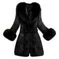 thumbnail image 1 of DondPO Fake Fur Coat Women Lady Coat Winter Warm Long Sleeve Solid Outwear Coat Plush Jacket Warm and Soft Winter Overcoat Fur Jackets for Women Fuzzy Jacket Black XL Clearance！, 1 of 4