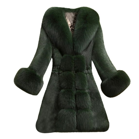 DondPO Fake Fur Coat Women Lady Coat Winter Warm Long Sleeve Solid Outwear Coat Plush Jacket Warm and Soft Winter Overcoat Fur Jackets for Women Fuzzy Jacket Green XL