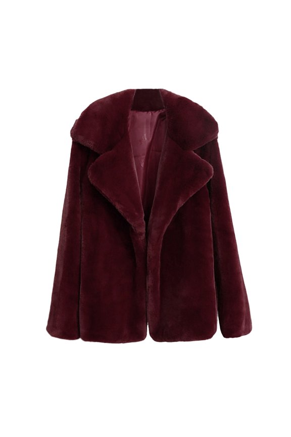 Fake Fur Coat Women Plush Coat Winter Thicken Warm Solid Overcoat Outercoat Fashion Cardigan Fur Jackets for Women Fuzzy Jacket Red L