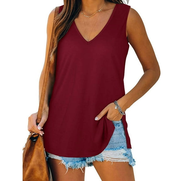 DondPO Going Out Tops for Women Corset Tops Women T Shirt Solid Color Casual Fit Tank Tops Tank Top for Women Camisole Tops Red XL