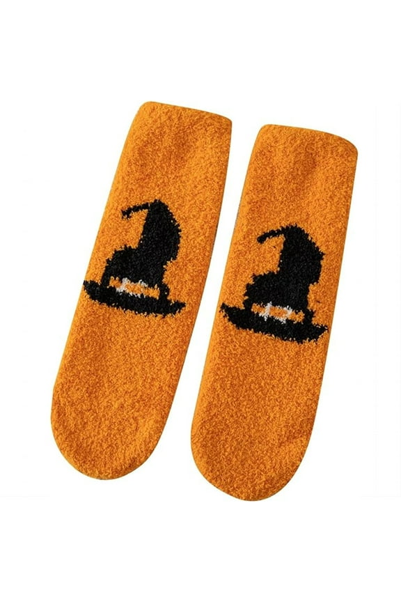 Halloween Socks Pumpkin Bat Cute Printed Halloween Socks Halloween Fuzzy Socks Fall Socks