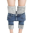thumbnail image 1 of DondPO Leggings for Women,Fleece Lined Leggings Thermal Fleece Denim Jeggings High Waist Stretchy Jean Leggings Stylish Skinny Warm Tights for Women,Pants for Women,Light blue Pants XXL, 1 of 8