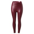 thumbnail image 1 of DondPO Leggings for Women,Fleece Lined Leggings Womens Faux Leather Leggings Stretch High Waisted Pleather Pants Leather Pants,Tights for Women,Red Pants L, 1 of 6