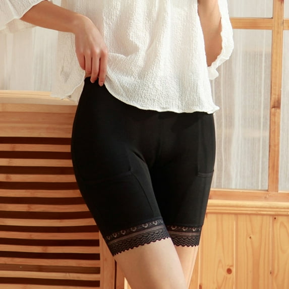 DondPO Leggings for Women,Leggings With Pockets Seamless Non Slip Shorts For Underskirt Ladies Anti Scratch Underwear Flat Shorts Lace Shorts Tights for Women,Shorts for Women,Black Pants XXL