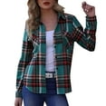 thumbnail image 1 of DondPO Long Sleeve Shirts Dress Shirts for Women Plaid Shirts For Women Long Sleeve Button Down Christmas Fall Jacket Womens Tops Flannel Shirt Green L, 1 of 7