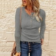 thumbnail image 1 of DondPO Long Sleeve Shirts Dress Shirts for Women Tunic Sleeve Button Shirt Front Long Lace V-neck Shirt Undershirt Buttoned Women's Women's Blouse Womens Tops Flannel Shirt Grey XXL, 1 of 9