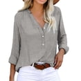 thumbnail image 1 of DondPO Long Sleeve Shirts Dress Shirts for Women Women Long Sleeve Button Summer Tops Tie Dye Gradient Printed Loose Fit Work Athletic Shirts Print Casual Blouse Womens Tops Flannel Shirt Grey L, 1 of 6