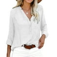 thumbnail image 1 of DondPO Long Sleeve Shirts Dress Shirts for Women Women Long Sleeve Button Summer Tops Tie Dye Gradient Printed Loose Fit Work Athletic Shirts Print Casual Blouse Womens Tops Flannel Shirt White L, 1 of 6